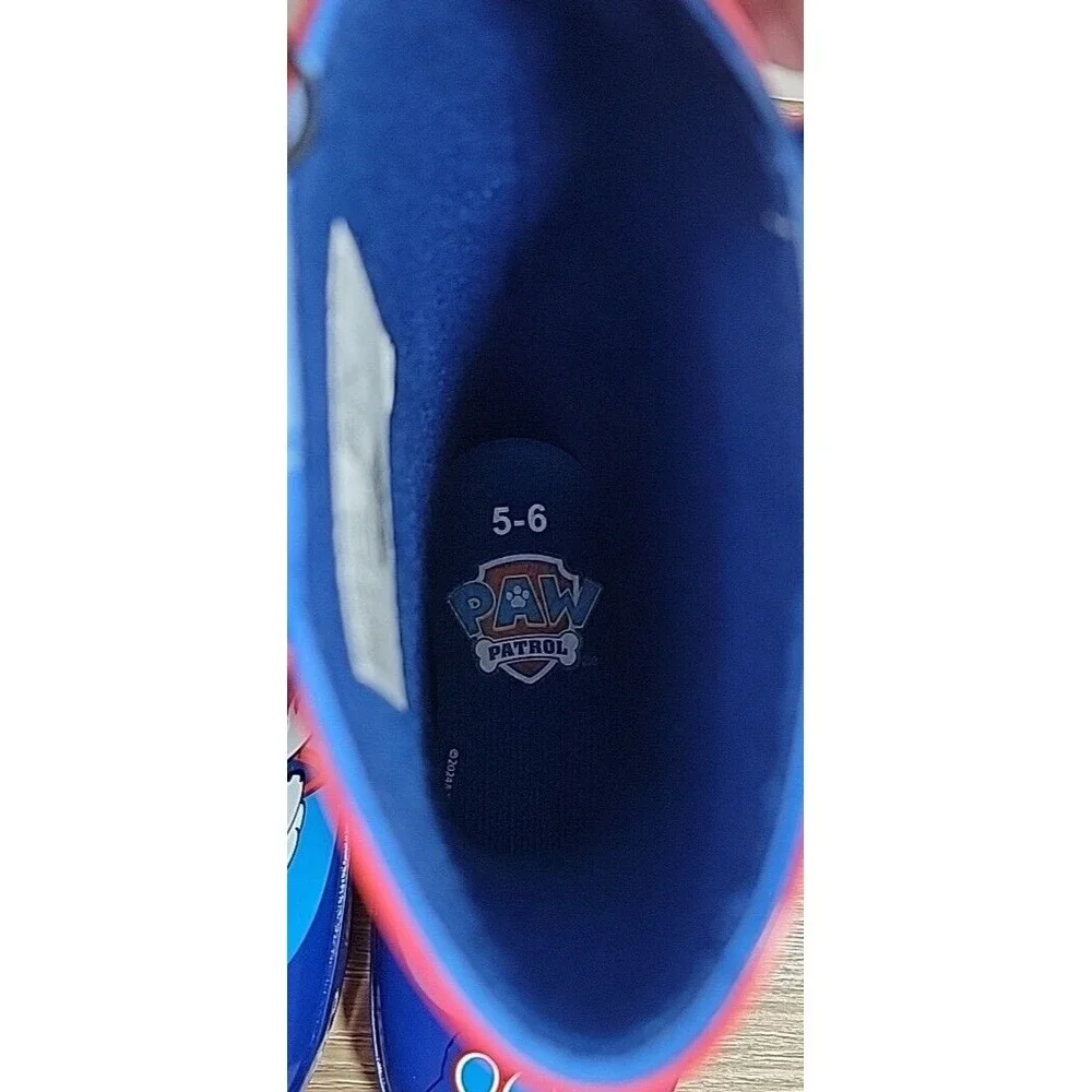 Paw Patrol Toddler Boys Rubber Rain Boots Pull On Blue Red Multi-Size 5/6 NEW‎